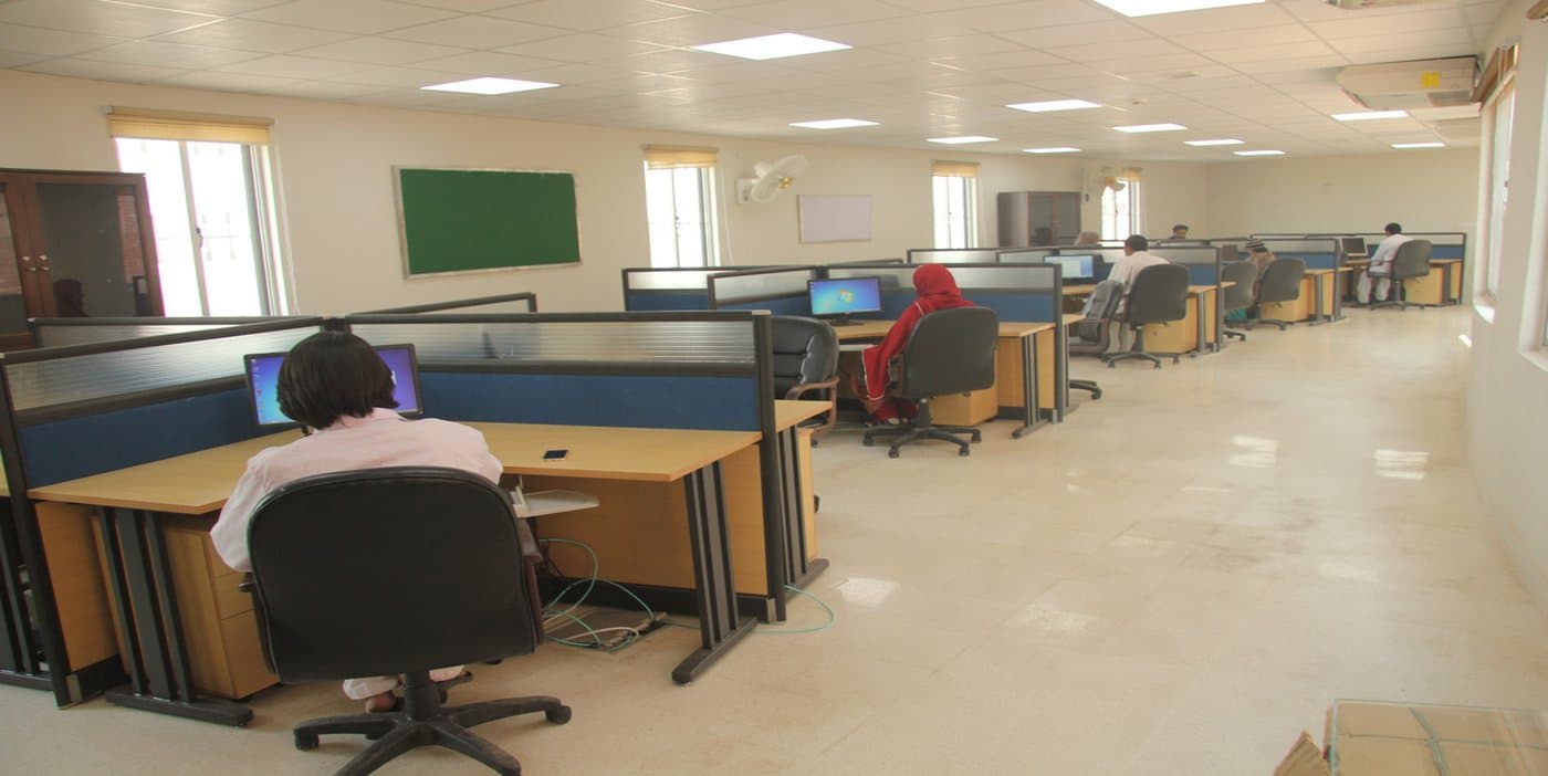 Computer workstations in the bioinformatics laboratory